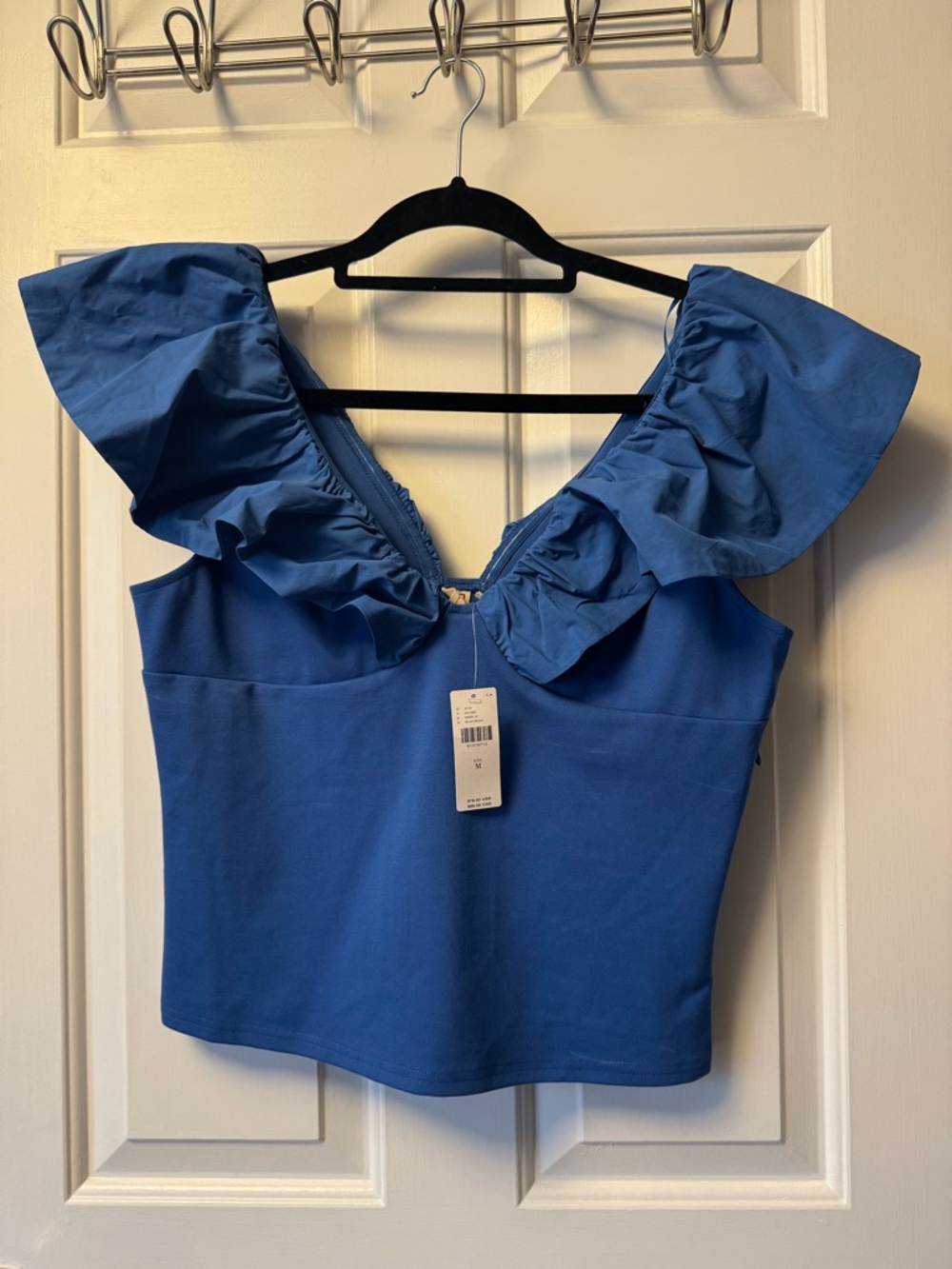 Blue Ruffled V-Neck Women’s Top - Anthropologie